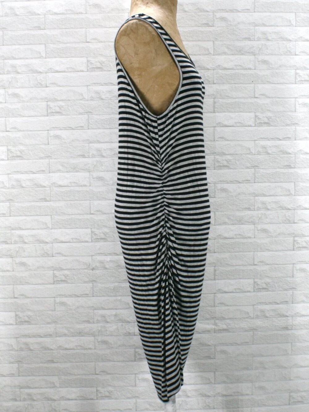 LIZ LANGE Dress Maternity Stripe Tank Top Stretch Sleeveless Summer Grey Black M - Picture 3 of 15